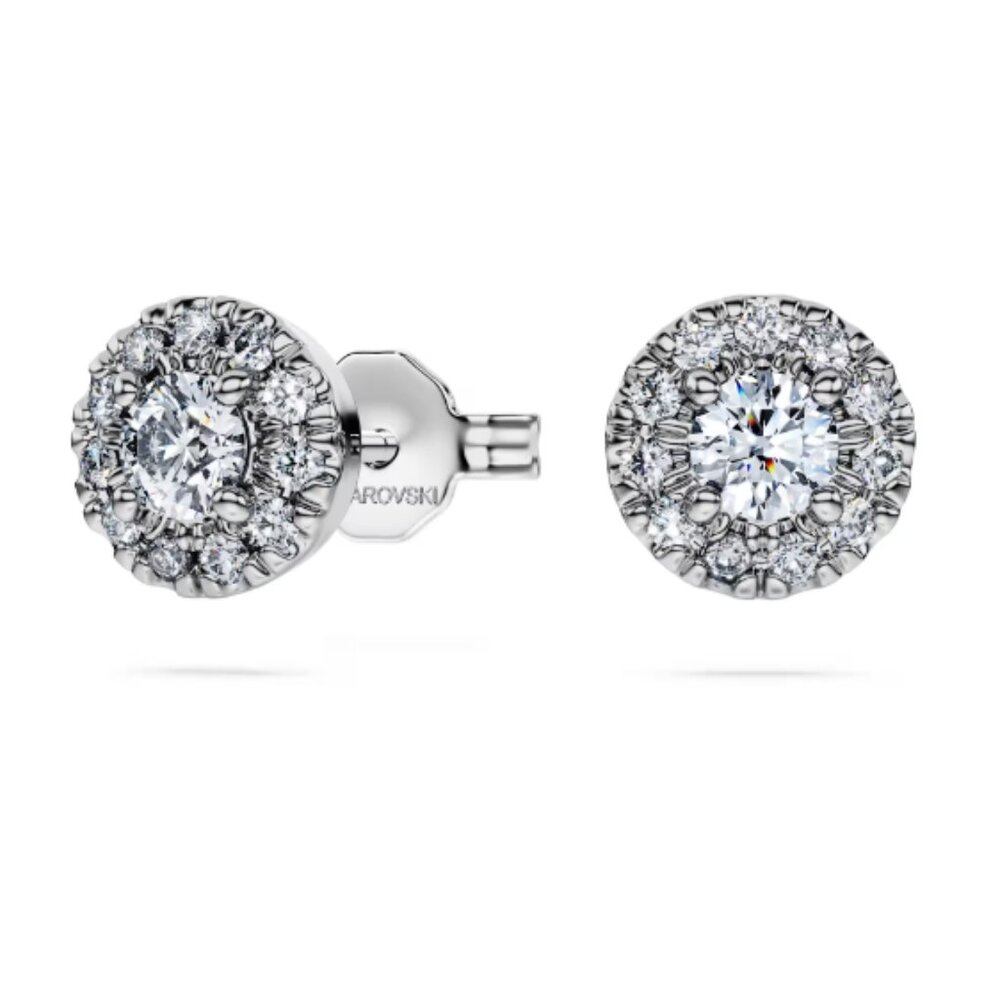 Swarovski Eternity halo stud earrings, lab-grown diamonds, sterling silv…